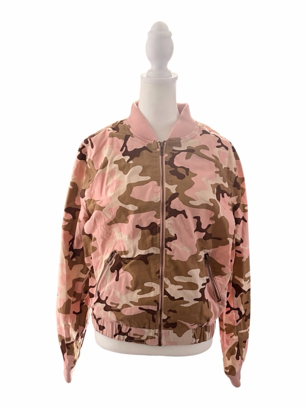 Love Tree Pink and Brown Camo Bomber Jacket